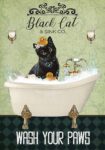 Black Cat In Bathtub Bath Soap Established Wash Your Paws Wall Decoration, Home Decor, Decoration Room TT0709